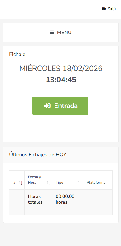 TiempoJornada App Interface
